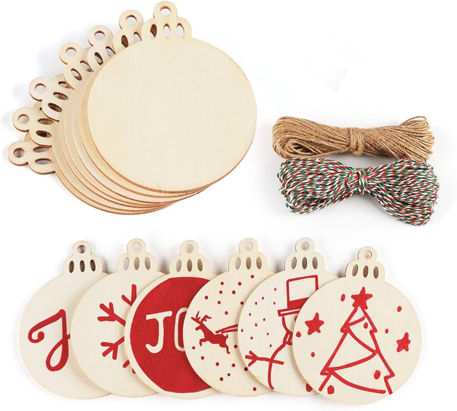 Amazon.co.jp: ilauke 木製クリスマスオーナメント 106個 3.6インチ 未